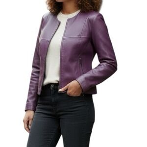 Women’s Purple Leather Jacket by